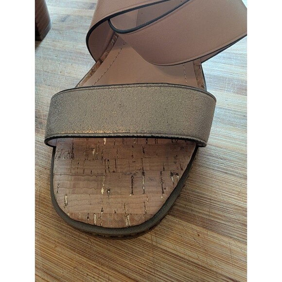 EUC COACH Mandy Sandals - Studded Beige & Gold Metallic Leather Heels - Sz 9.5 - Picture 7 of 16